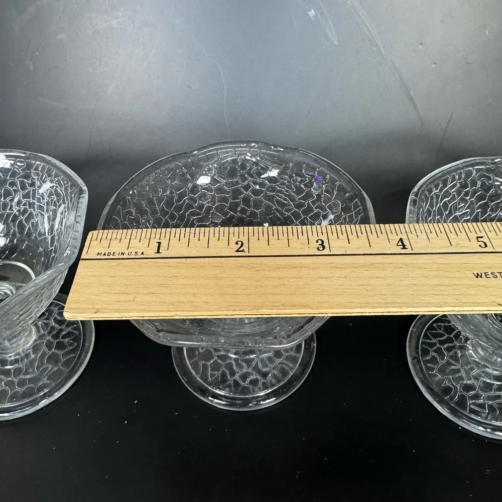 Set of 5 Crackle Me Cracky LE Smith Sherbet Bowls Ruffle Manganese UV Glow 1930s